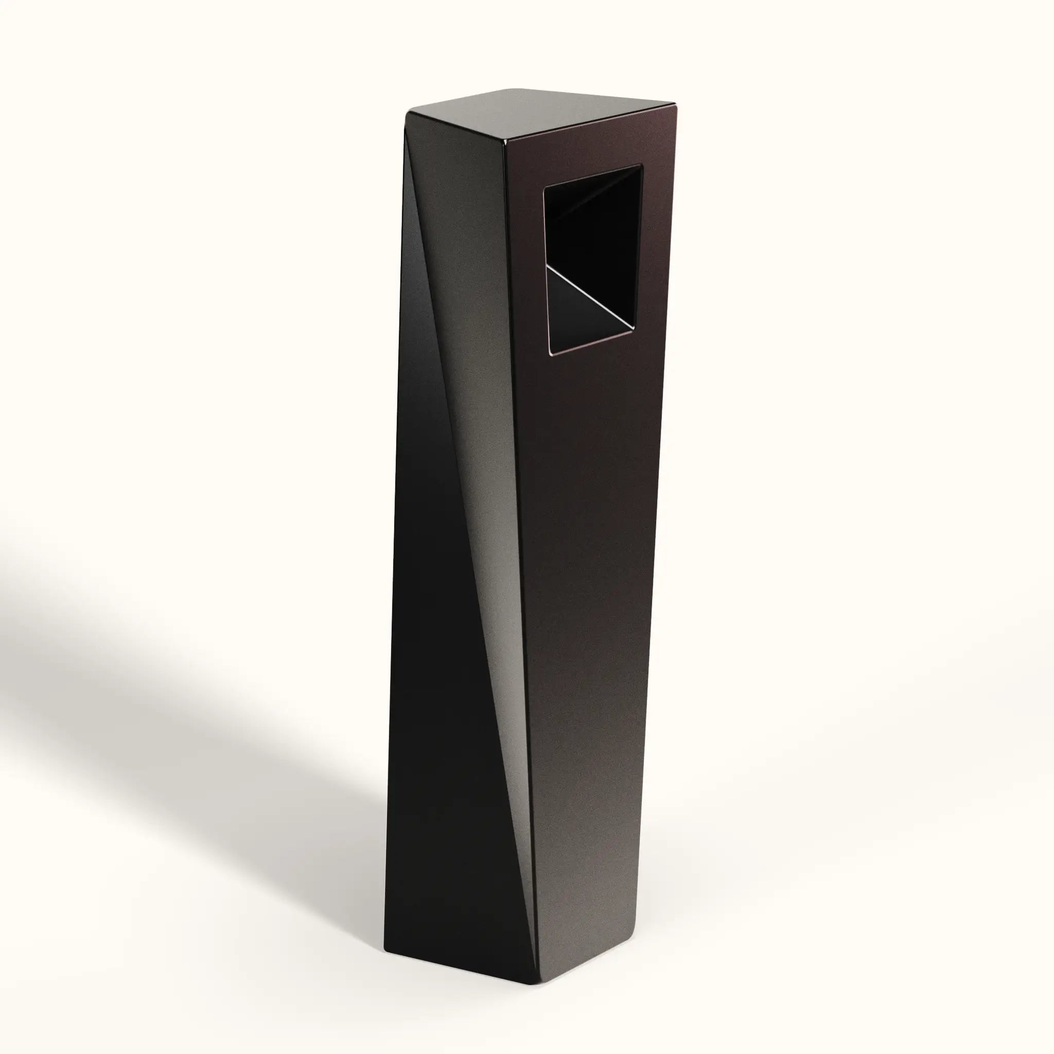 Tempest black magnetic piece standing upright, square opening facing forward, on a neutral studio background