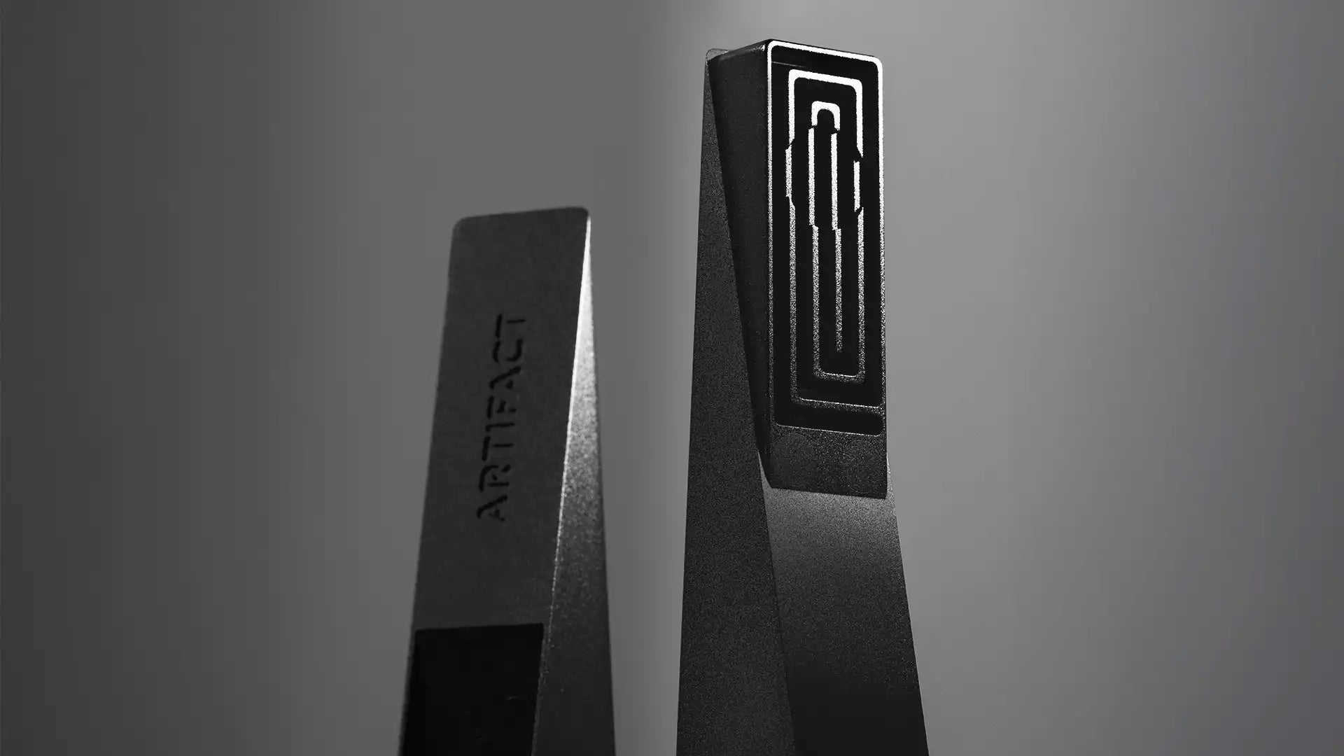 Tempest magnetic cooling device opened to show the Labyrinth pathway and engraved Artifact logo